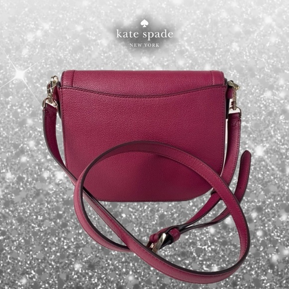 kate spade Blake Pebbled Leather Saddlebag Cranberry NO CALLOUTS - Picture 3 of 15